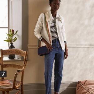 Boden Collared Zip Up Caridgan